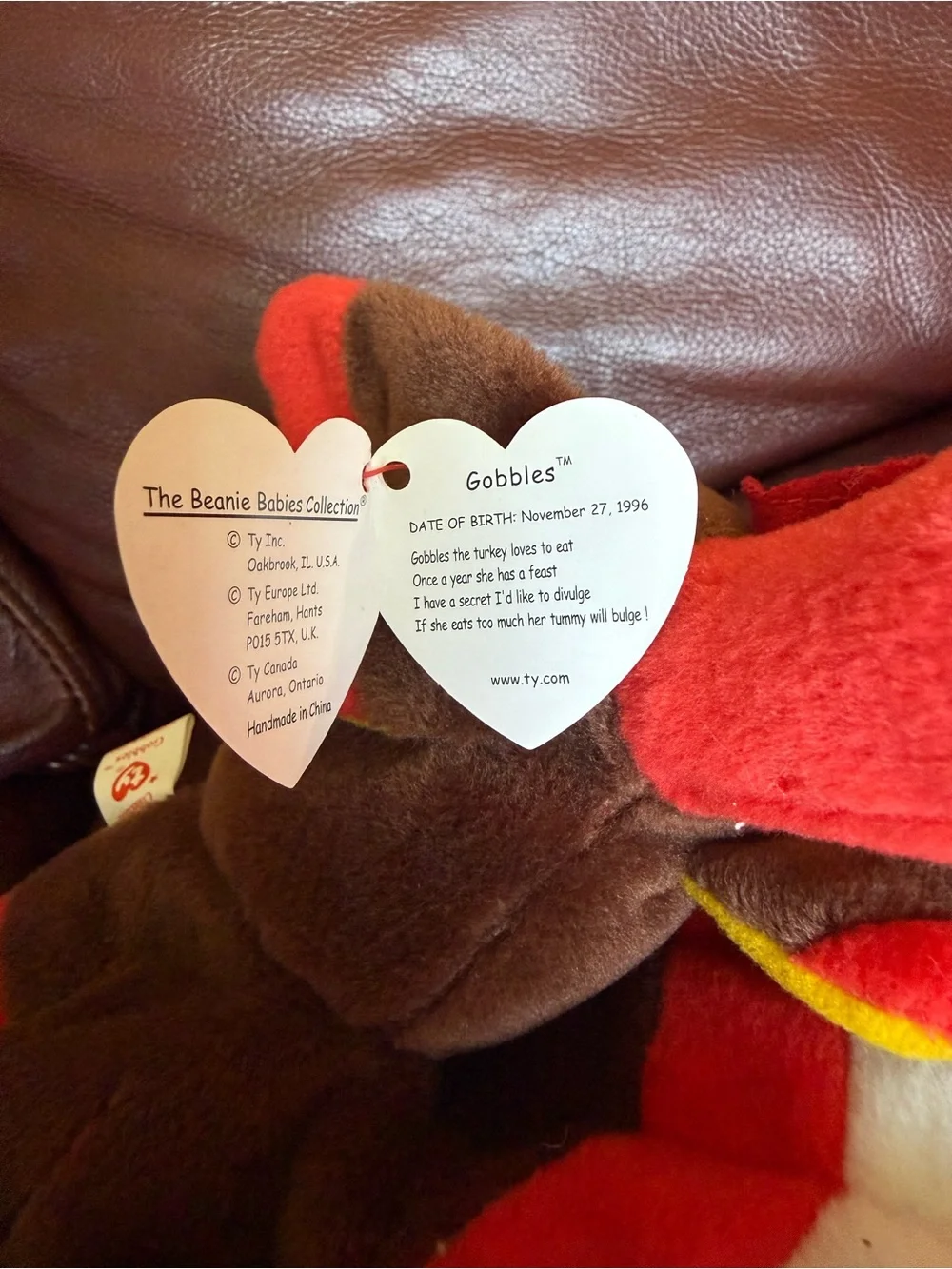 TY Plush Turkey Bird - Red, Brown & Yellow Soft Toy “Gobbles”